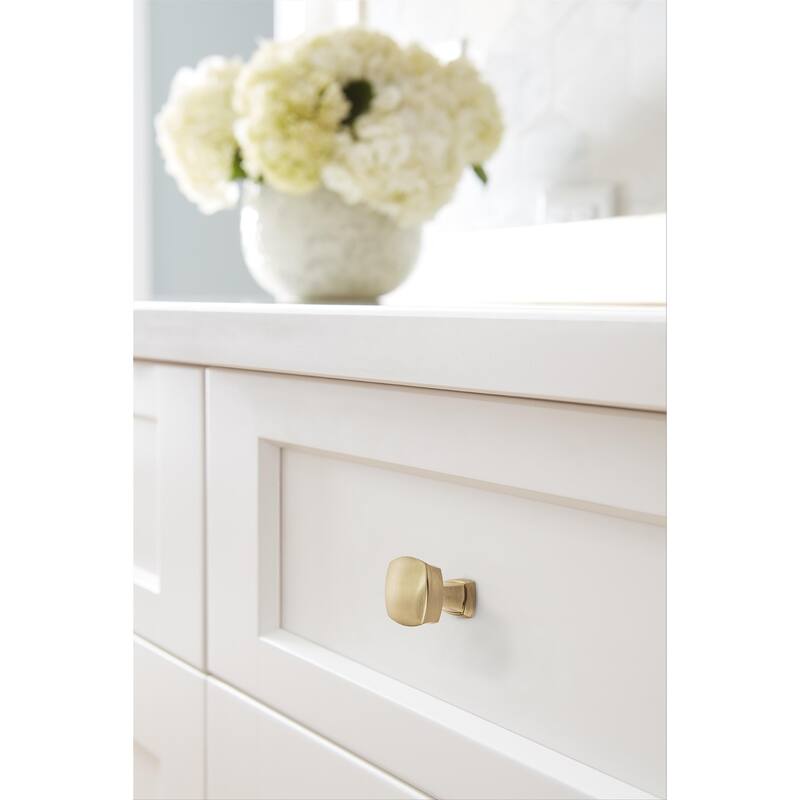 Stature 1-1/4 in (32 mm) Length Golden Champagne Cabinet Knob - 10 Pack - 1.25