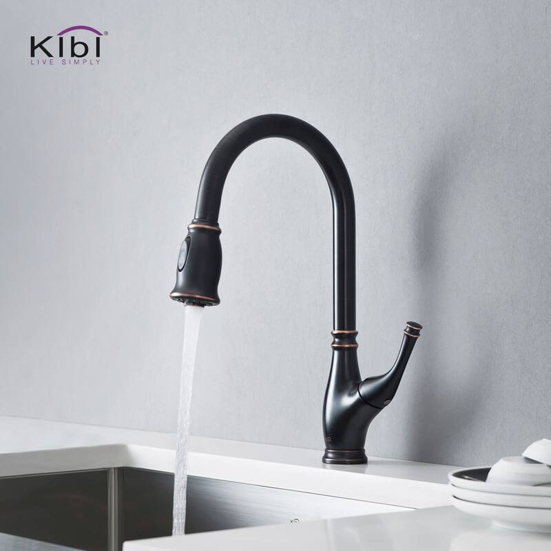 Summit Single Handle Pull Down Kitchen Sink Faucet with Soap Dispenser