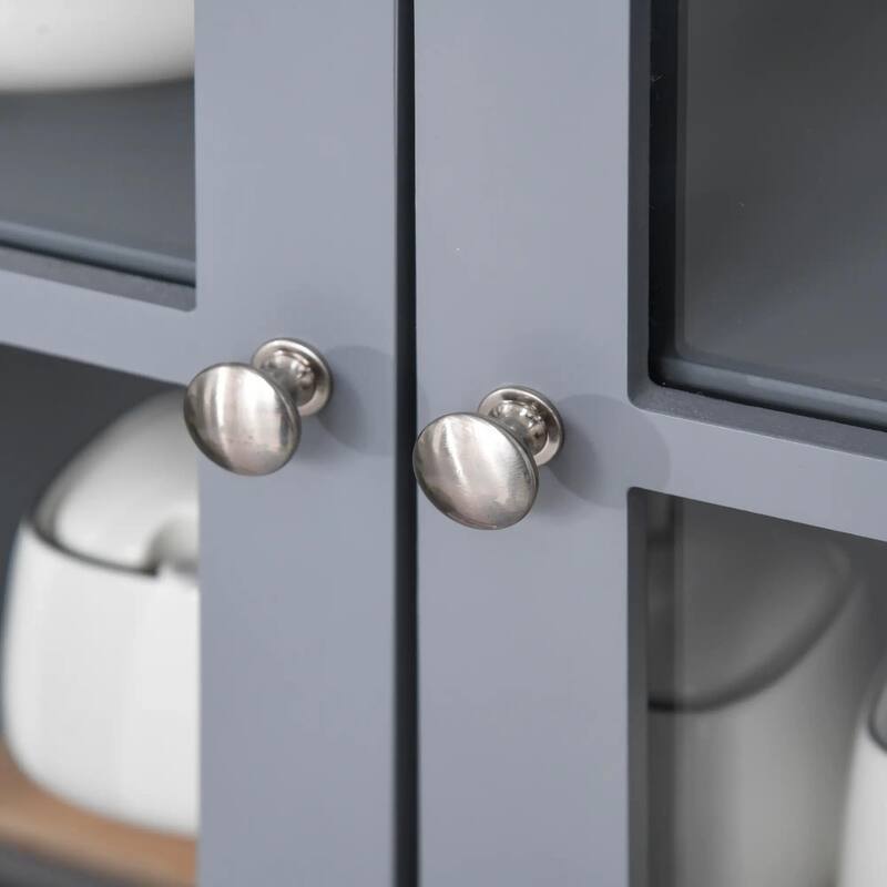Modern Buffet Hutch, Kitchen Storage Cabinet with Glass Doors, Drawers