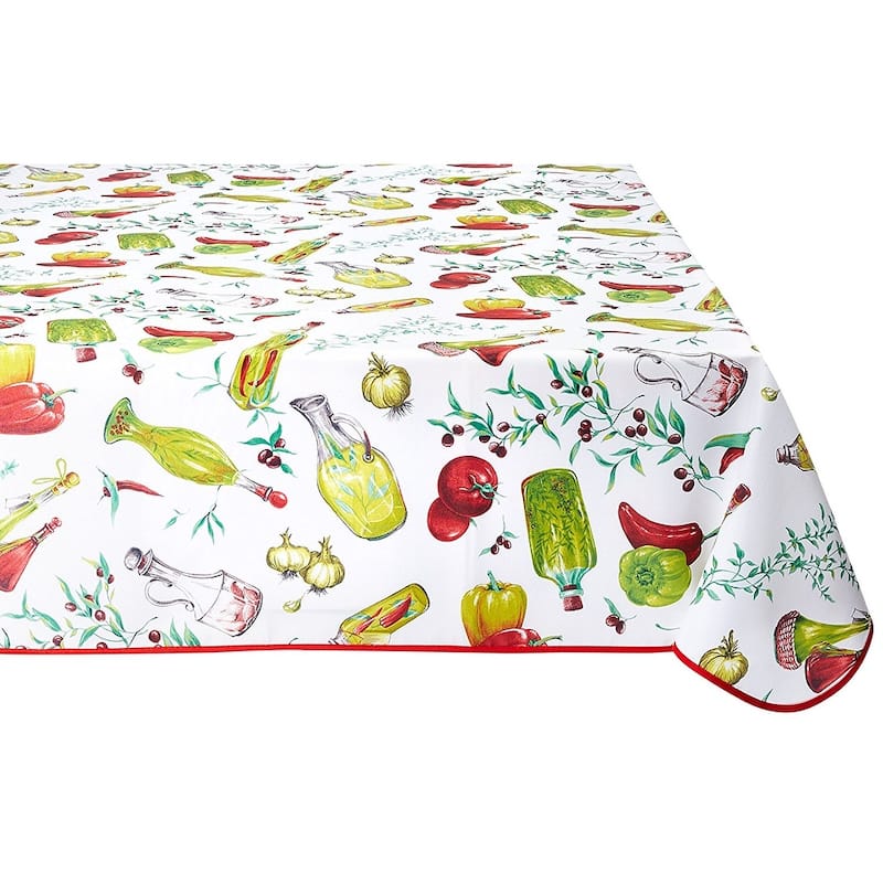 Violet Linen Classic Euro Temptations Tablecloth With Large Vegetables Printed Tablecloth - 60" X 102"