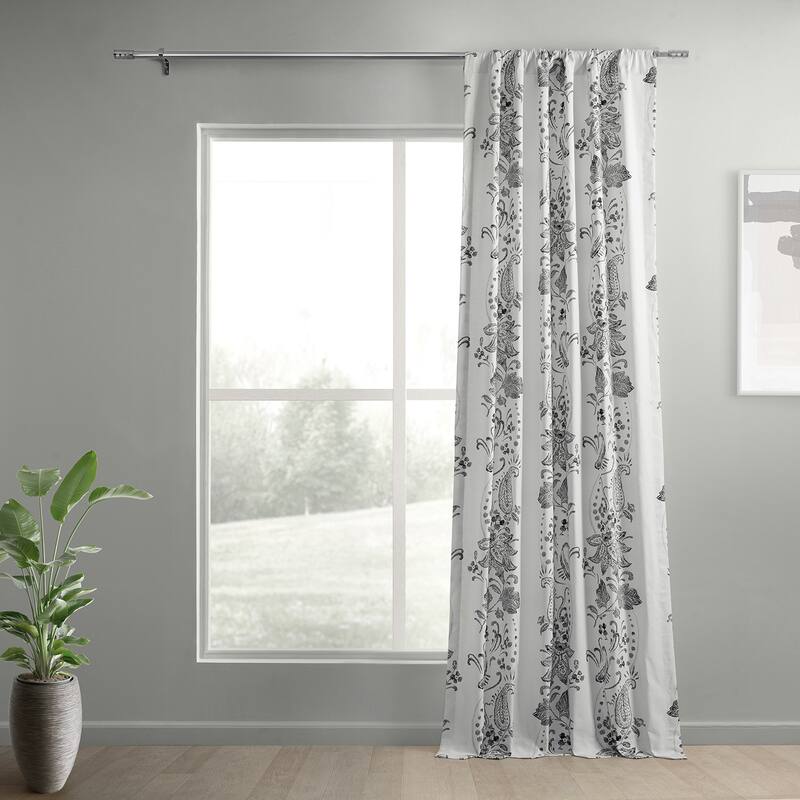 Exclusive Fabrics Textured Cotton Printed Curtains for Bedroom and Living room (1 Panel)