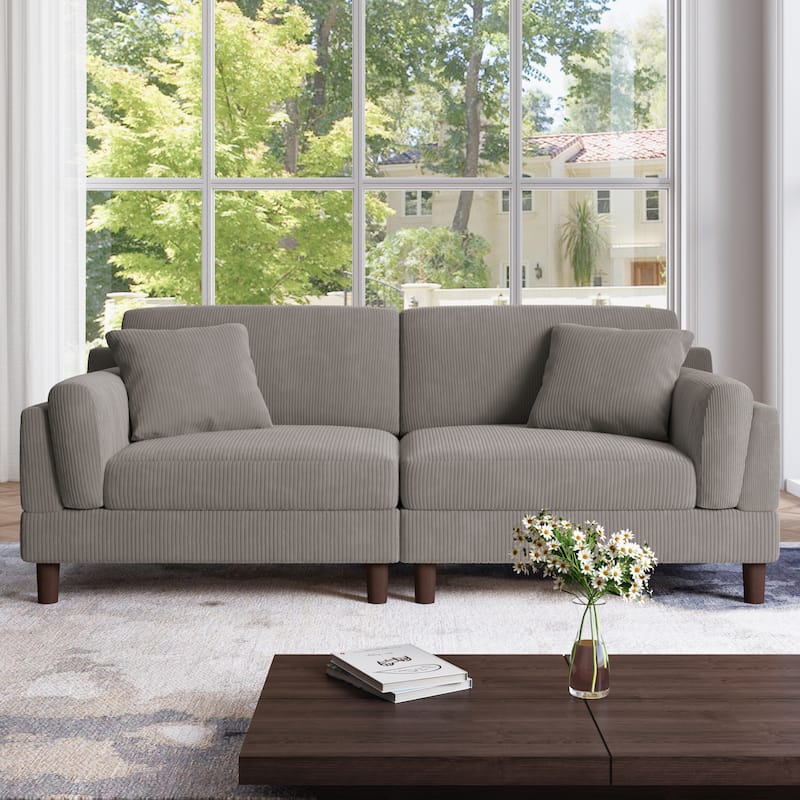 90.2"W Corduroy Upholstered 2 Seater Living Room Sofa