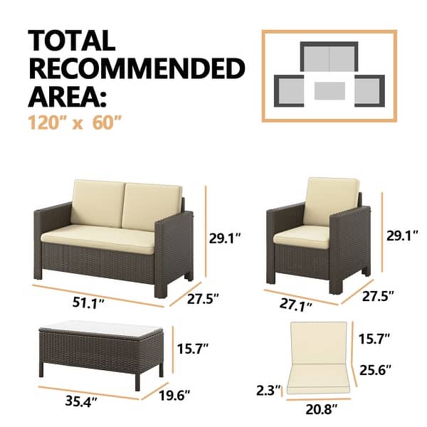 Corvus Azore 4piece Outdoor Wicker Chat Set with Cushions Bed Bath