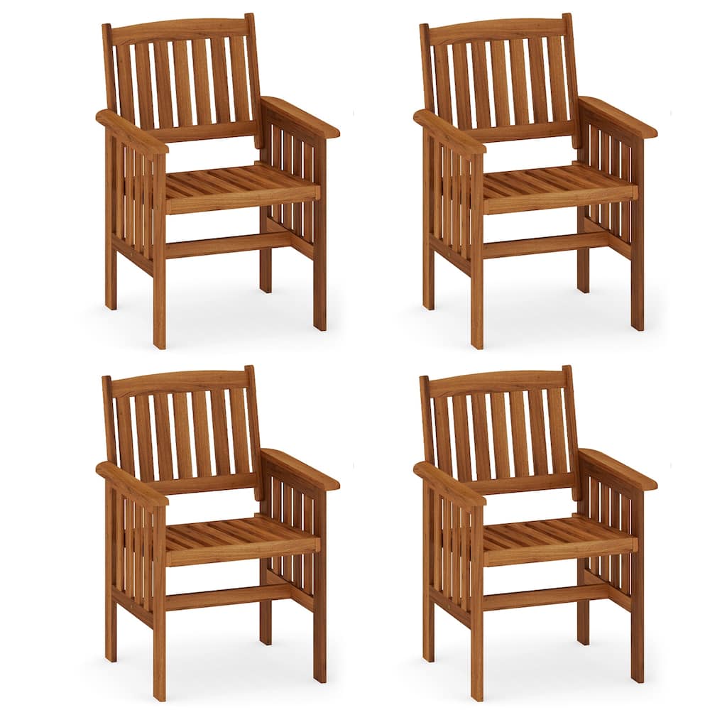 Gymax Patio Dining Chairs Set of 4 w/Slatted Backrest Seat for Balcony