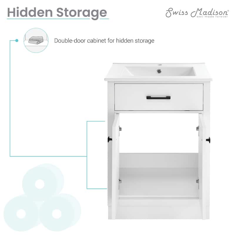 Swiss Madison SM-BV431 Burdon 24" Free Standing Single Basin Vanity