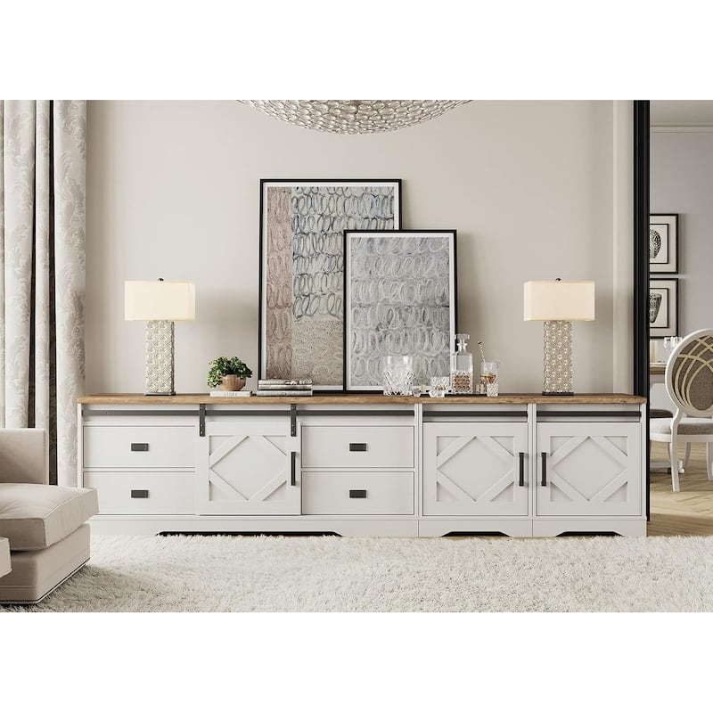 Modern Farmhouse TV Stand for up to 85" 110" 140" TVs - 98.4 in - Antique White