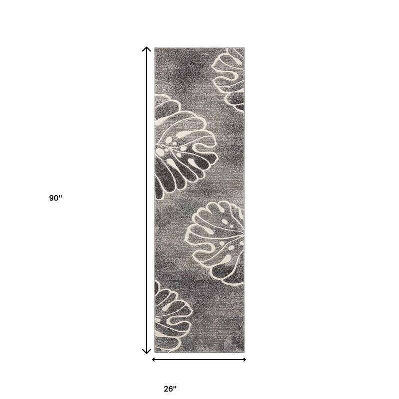Juxeq Power Loomed Abstract Floral Traditional Modern Non Skid Stain Resistant Area Rug By HomeRoots - 90' X '26' X '0.5