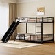 preview thumbnail 24 of 36, Unique Design Twin over Twin Size Metal Bunk Bed with Slide and Guardrails