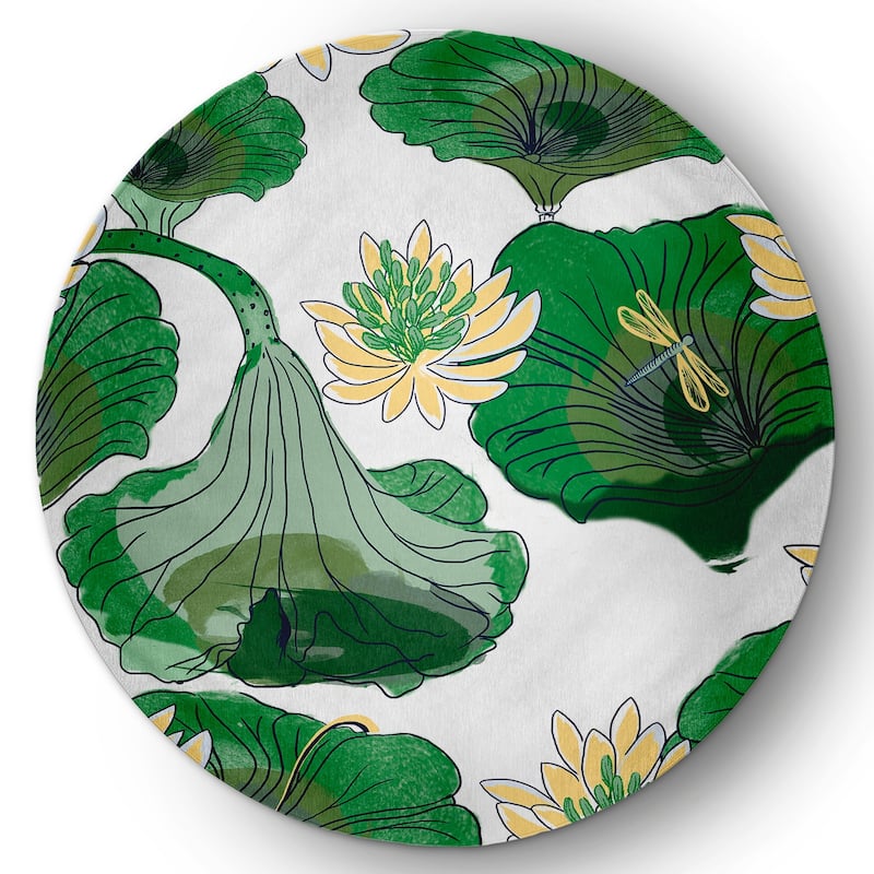 Lotokoi Oriental Chenille Area Rug - Green - 5' Round