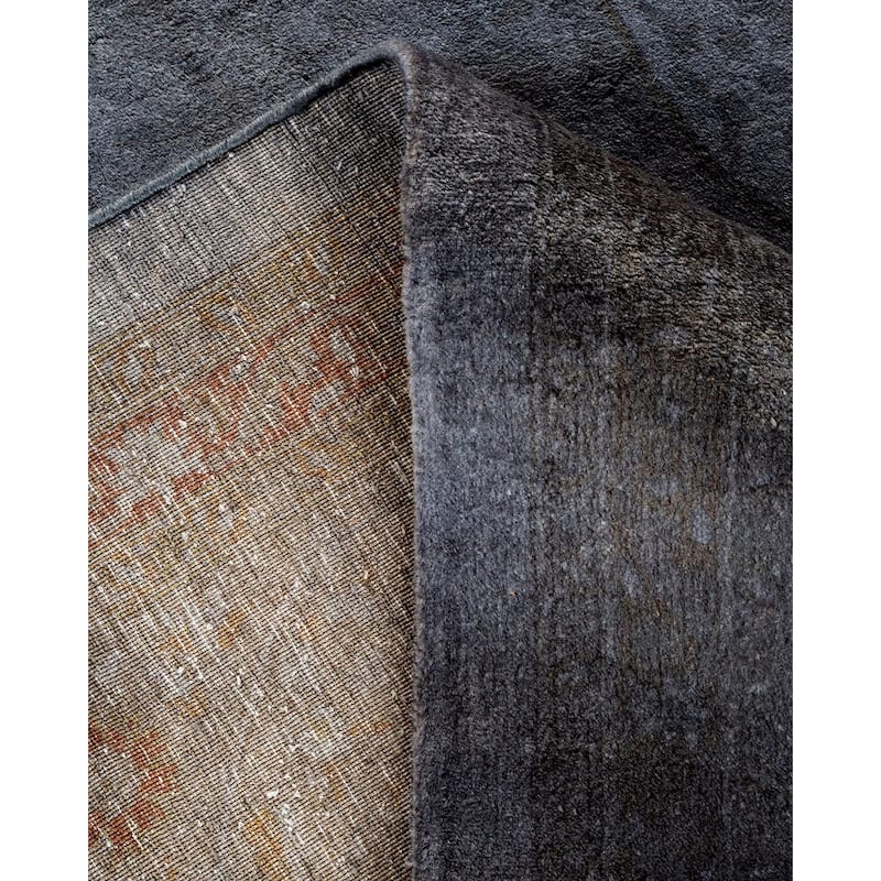 Overton Hand Knotted Wool Vintage Inspired Modern Contemporary Overdyed Gray Area Rug - 9' 2" x 11' 10"