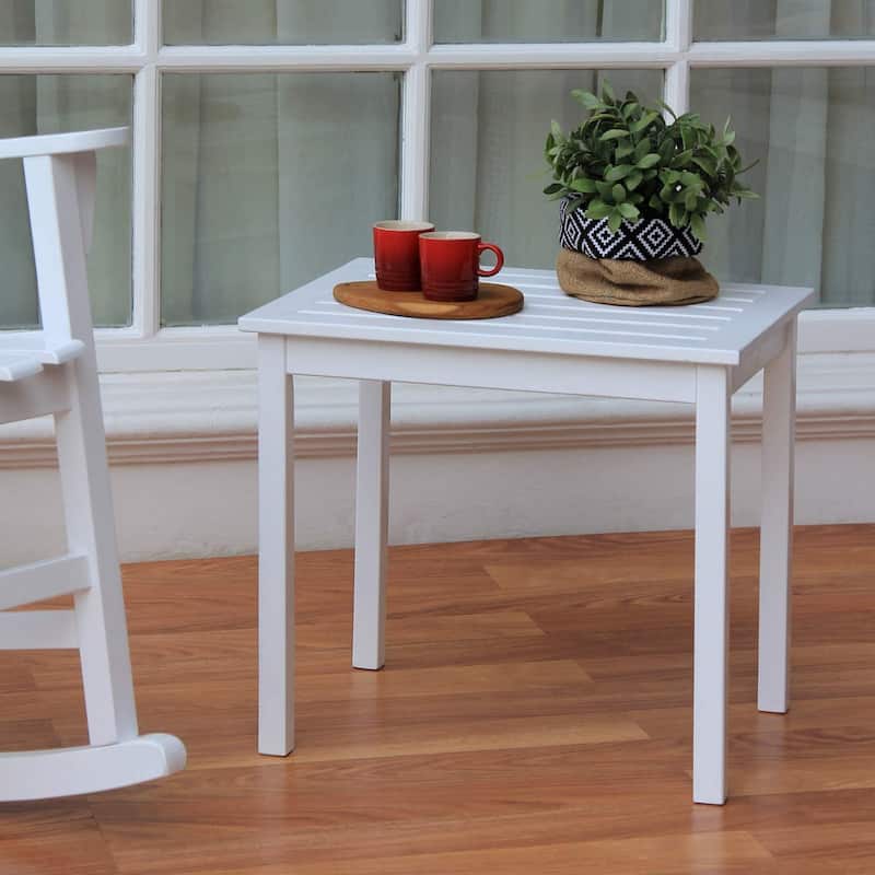 Cambridge Casual Alston Wood Outdoor Side Table - Rectangular White
