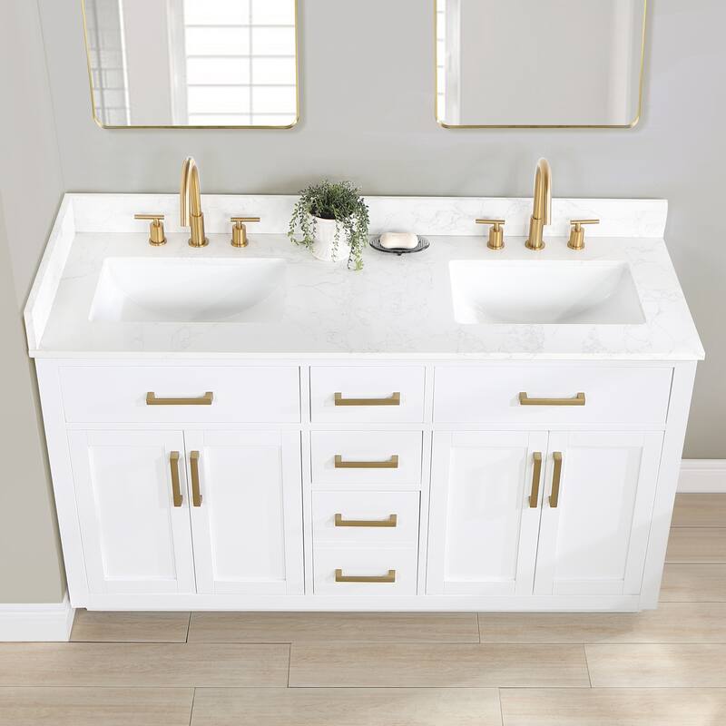 Altair Gavino Bath Vanity with Grain White Composite Stone Top, no Mirror