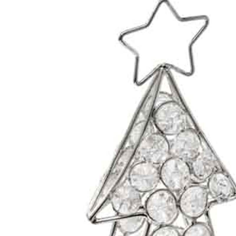 HomeRoots16" Glam Silver And Faux Crystals Christmas Tree Tabletop Sculpture - 4' X '16' X '8
