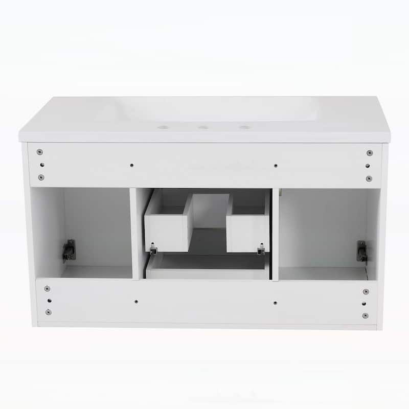 Wall Mounted Bathroom Storage Cabinet with 2 Drawers,with Top Sink