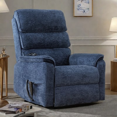 Dual Motor Power Lift Recliner Chair with Massage and Lumbar Heat - Chenille Fabric, Electric Recline