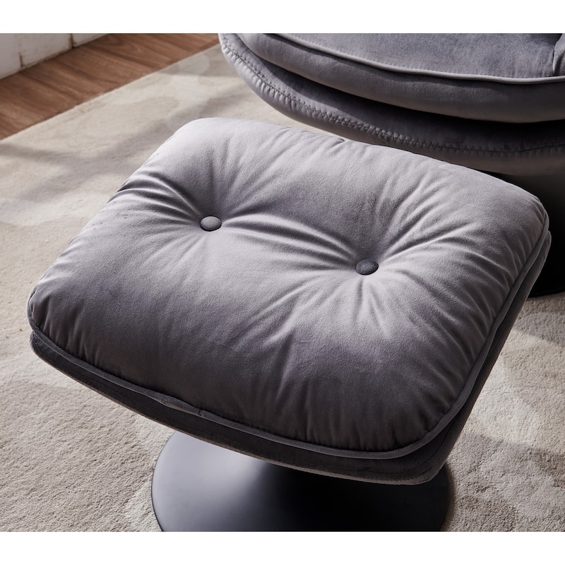 Swivel Leisure chair lounge chair velvet GREY color with ottoman,High quality and durable