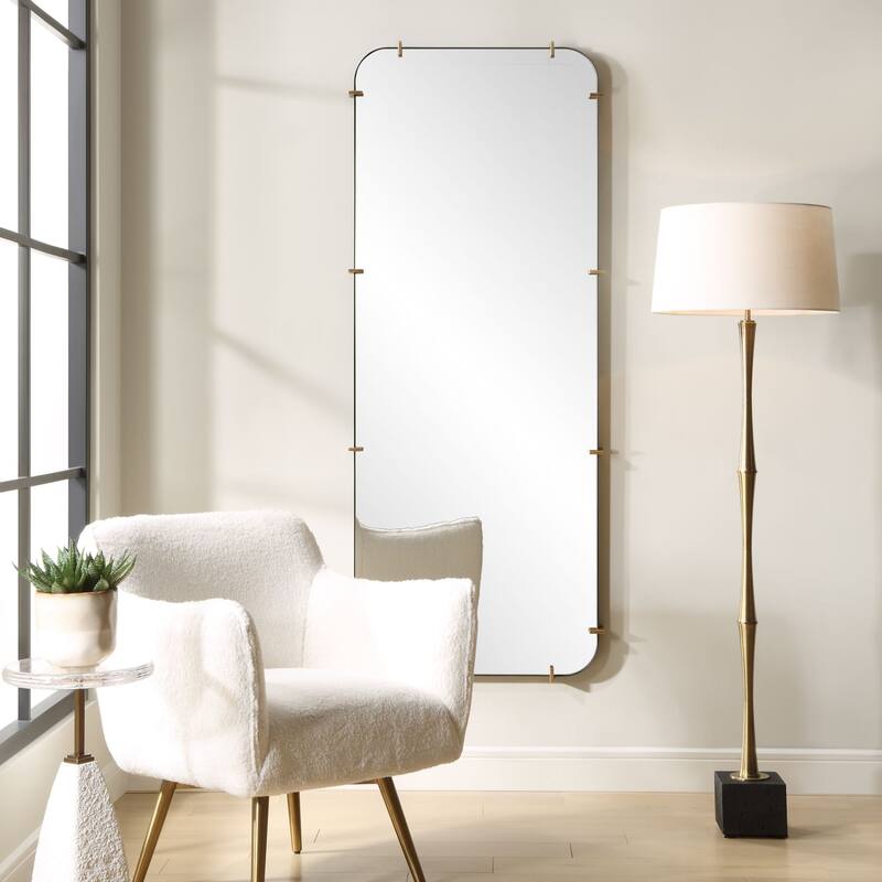 Industrial Styles Rectangular Dressing Wall Mirror - 73.5" - Antiqued Brushed Gold Finish