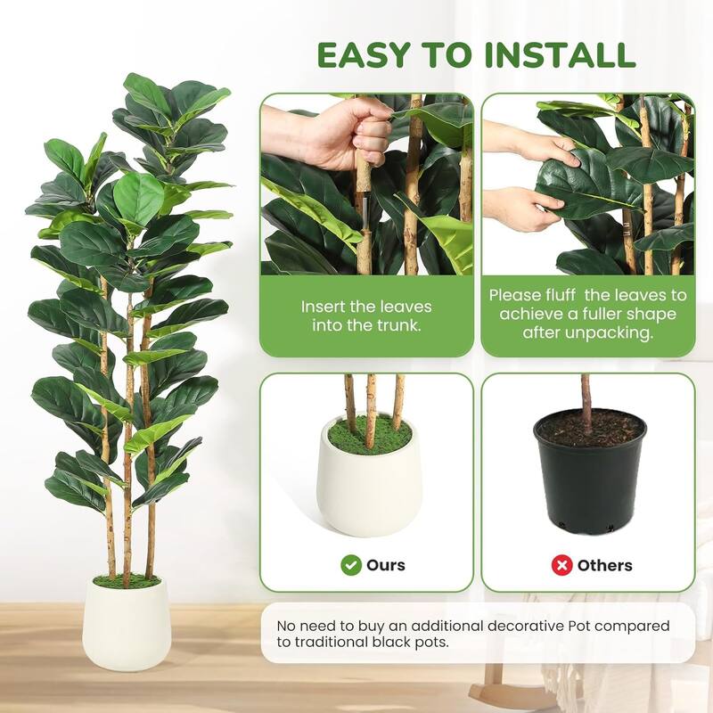 Artificial Fiddle Leaf Fig Tree for Home Decor Indoor Office
