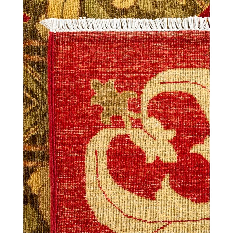 Overton Hand Knotted Wool Vintage Inspired Modern Contemporary Arts & Crafts Brown Area Rug - 9' 6" x 13' 10"