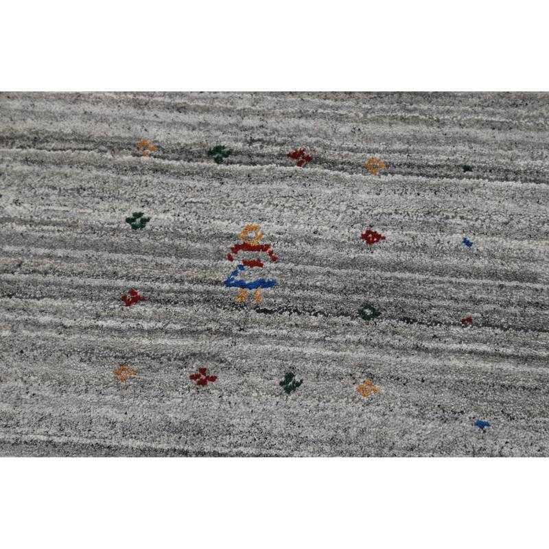 Gabbeh Oriental Area Rug Hand-Knotted Tribal Silk Carpet - 9'5" x 11'10"