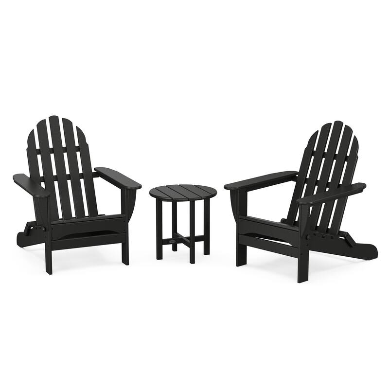POLYWOOD Classic Folding Adirondack 3-Piece Set - Black