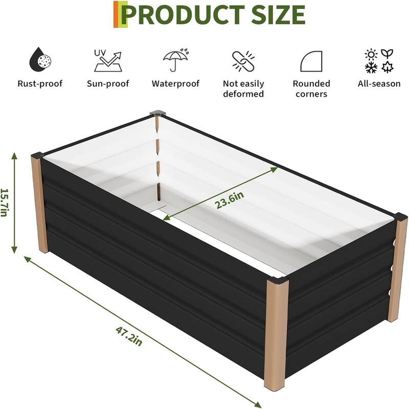 8 x 3.5 x 1.5 Ft Aluminum Raised Garden Bed Commercial Planter Box Kit with Safety Corners and Open-Bottom Design Gray