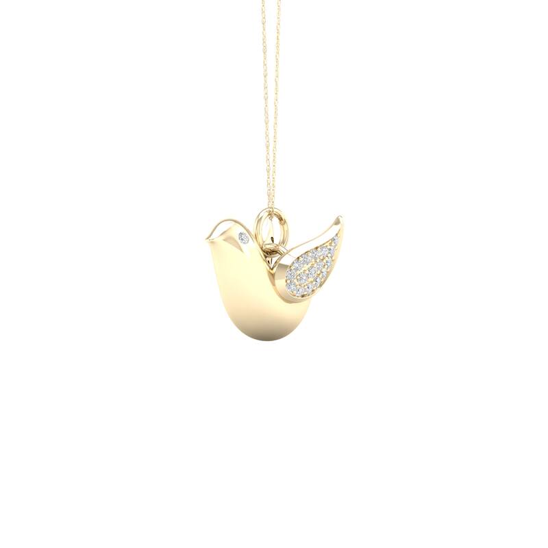 1/10ct TDW Diamond Dove Charm Pendant Necklace in Silver for Women