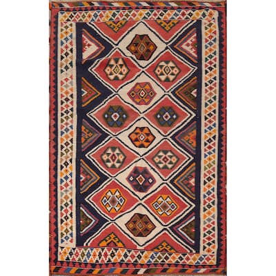 Kilim Qashqai Persian Area Rug Flatweave Wool Carpet - 5'4"x 8'1"