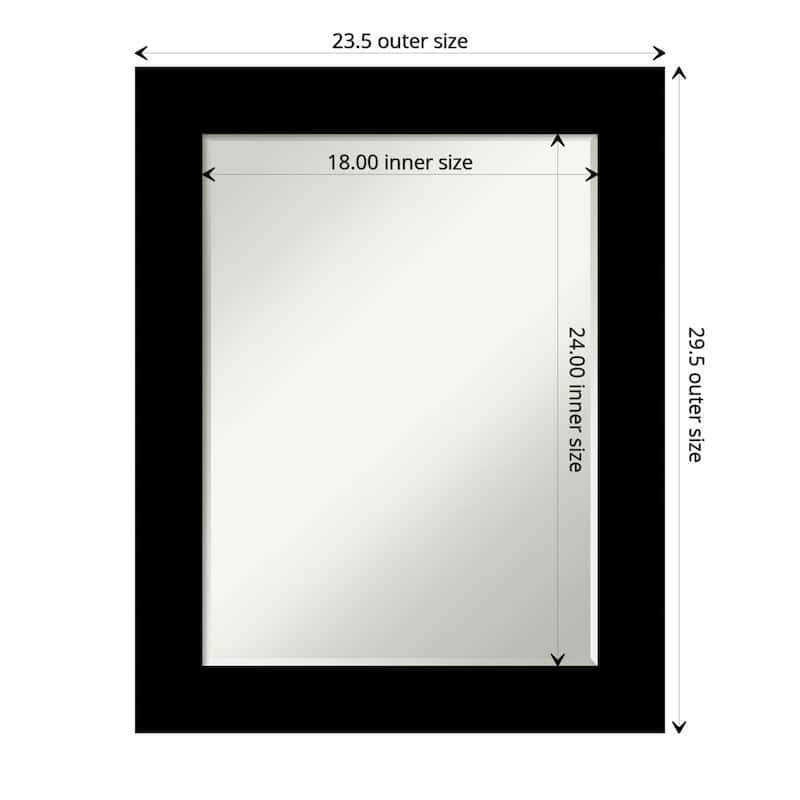 Basic Half-Inch-Bevel Wood Framed Bathroom Vanity Wall Mirror - Glass Size 18x24 - Basic Black