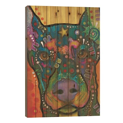 Doberman Pinscher Print On Wood by Dean Russo - Multi-Color