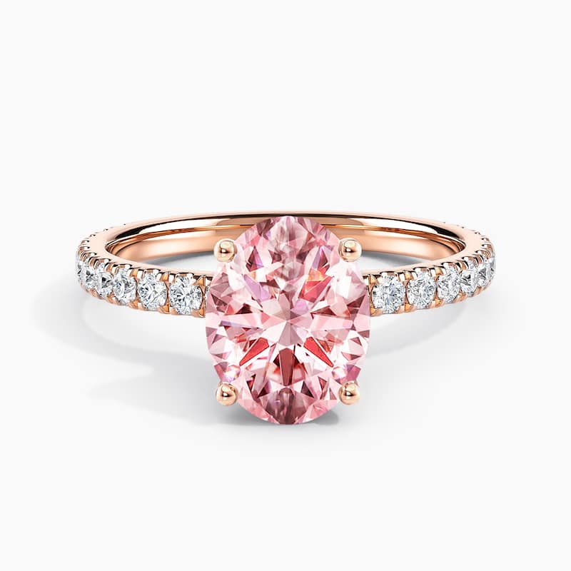 Auriya 14k Gold Oval Lab Grown Ribbon Halo Engagement Ring 0.50 to 2.50 ct. tw. (Pink, VS-SI) - 2.50 carats - Rose - 5