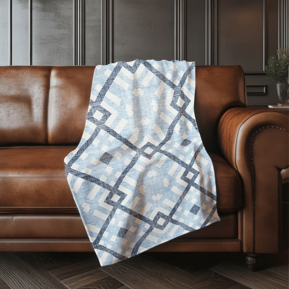 Premium Machine Washable Contemporary Geo Sherpa Throw Blanket
