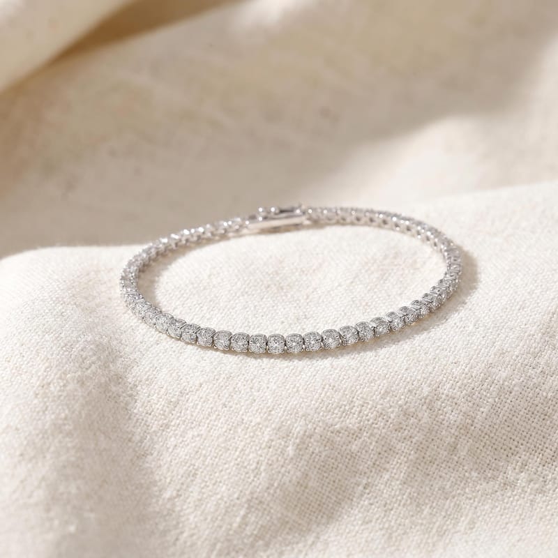 Bliss Diamond 3 Carat Round Cut Lab Grown Diamond Tennis Bracelet In White Gold 7"