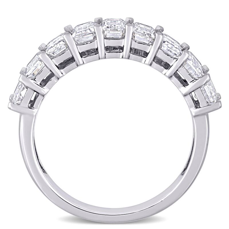 Miadora 2 3/4ct DEW Emerald-Cut Moissanite Semi-Eternity Band in 10k White Gold