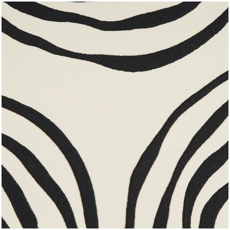 Wooden Abstract Wavy Line Living Room Framed Wall Art with Black Wooden Frame - Black - Roche River Decor