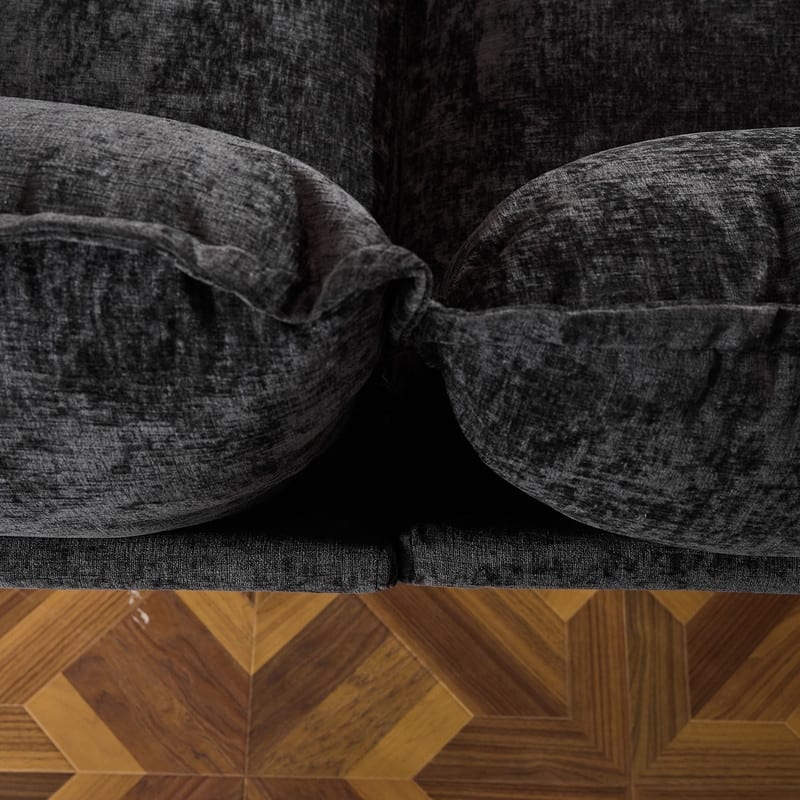 Full KD Double Cushion Chenille Sofa with Ottoman