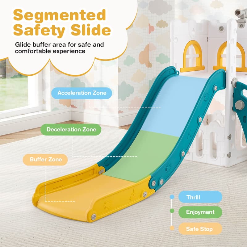 Costway 6 in 1 L-shaped Toddle Slide for Toddlers Age 1-3 Baby Slide