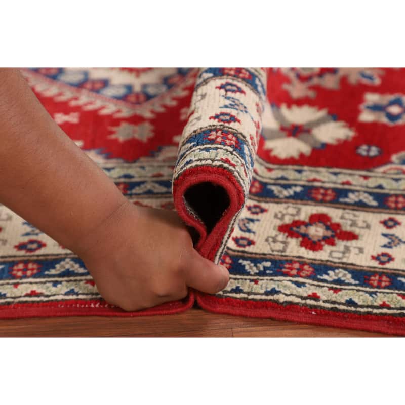 Red Kazak Accent Rug Hand-Knotted Foyer Wool Carpet - 3'3" x 5'3"