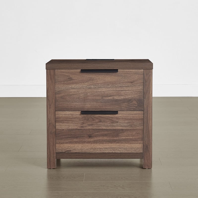 Spruce & Spring Scout Farmhouse Solid Wood Nightstand with 2 Drawers and Type-C, USB & 2 Power Outlets
