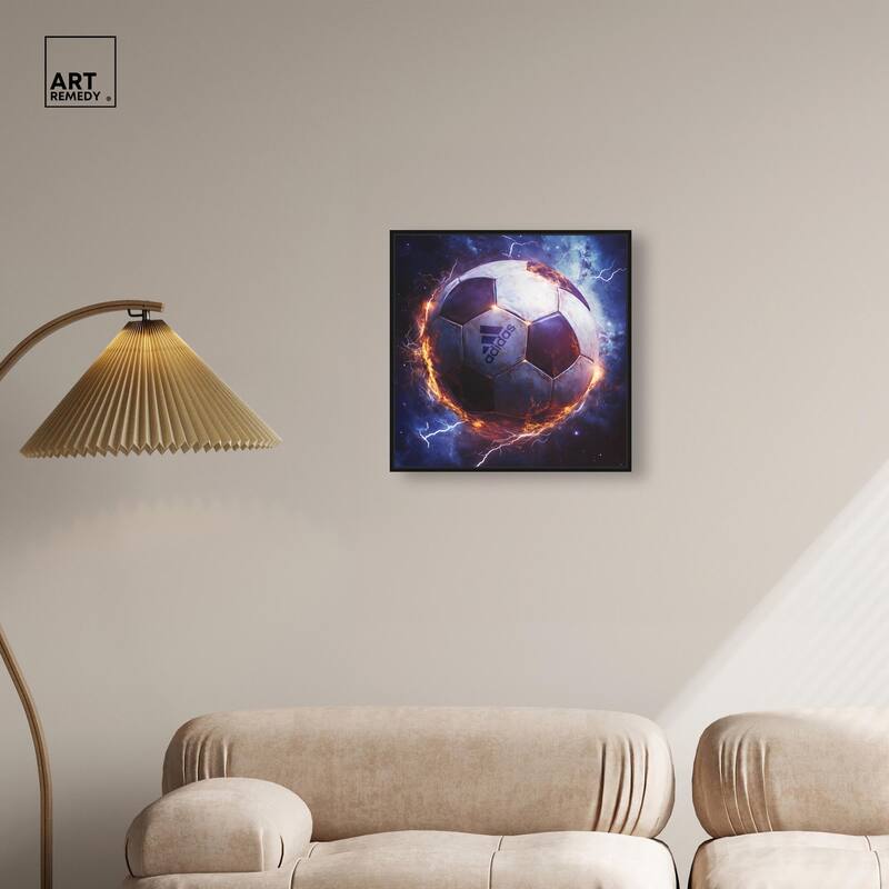 Electrify Soccer Ball Canvas by Art Remedy