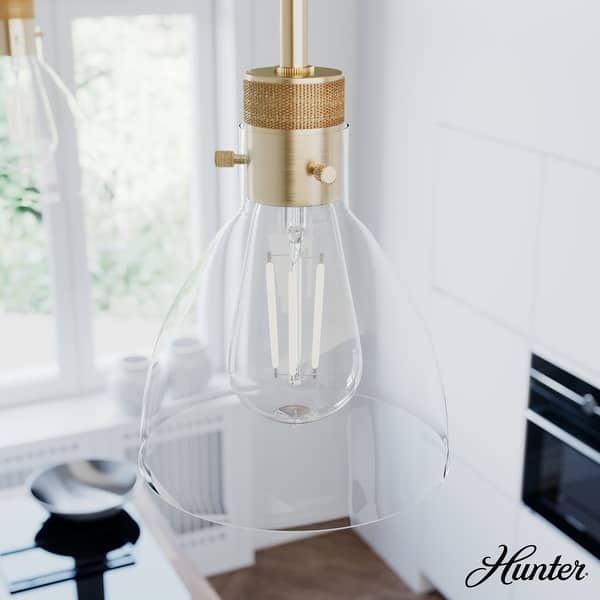 slide 2 of 8, Hunter 6" Van Nuys 1 Light Mini Pendant - Kitchen Island, Dining Room - Industrial, Modern, Transitional Alturas Gold