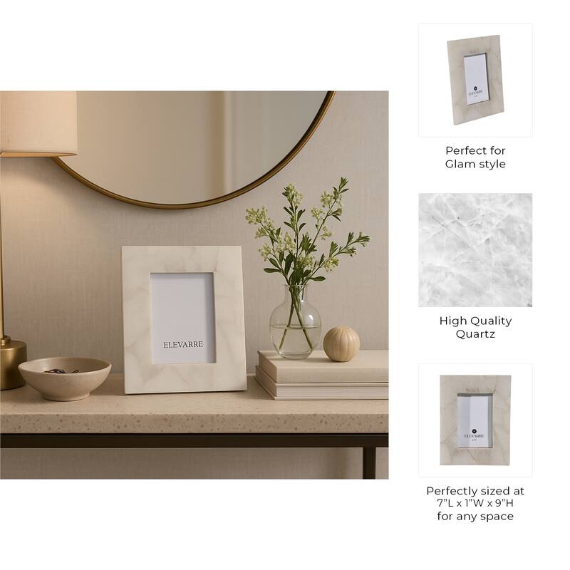 Quartz Rectangular Decorative Photo Frame - White