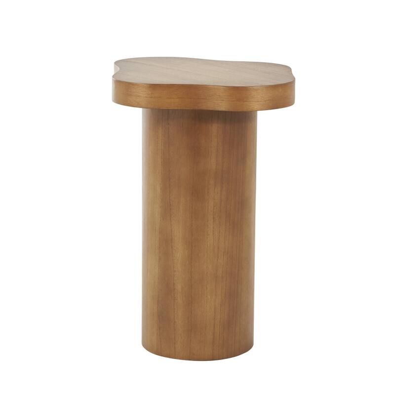 Black or Brown Wood Pedestal Side End Accent Table with Rounded Square Top