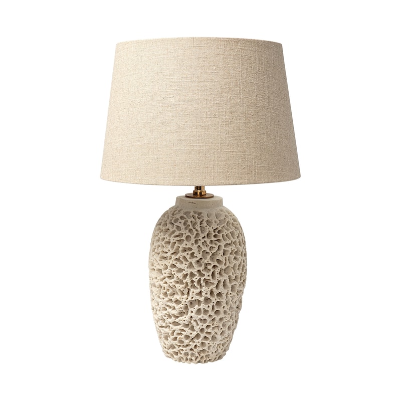Mariam Beige Coral-Inspired Base with Beige Shade Table Lamp - Beige