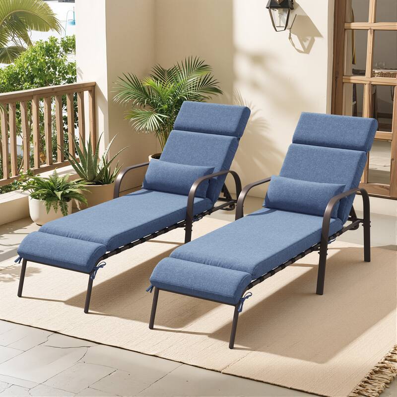 Outdoor Recliner Adjustable Chaise Lounge Chair with Cushion & Pillow