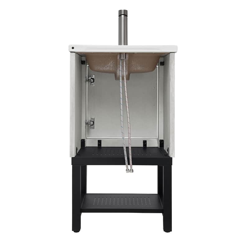 Roomfitters 20" Bathroom Vanity with Sink, Freestanding Cabinet with Ceramic Basin and Storage Shelf