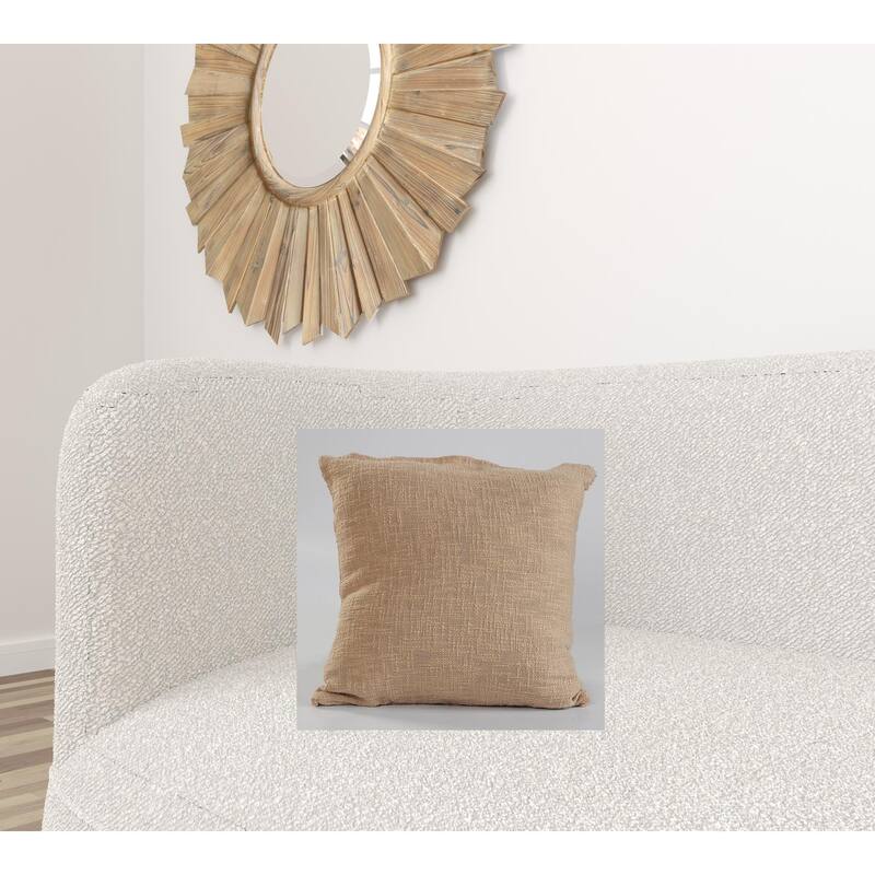 HomeRoots 18" X 18" Taupe And Brown 100% Cotton Geometric Zippered Pillow