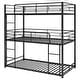 preview thumbnail 7 of 7, Black Twin Steel Triple Bunk Bed with Guardrails, Ladders