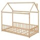 preview thumbnail 26 of 48, Twin Size Solid Wood House Bed with Guardrails for Toddlers