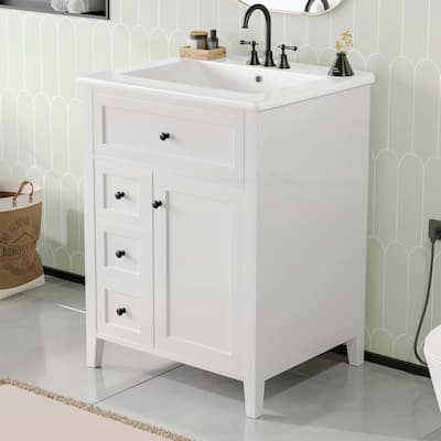 Freestanding Vanity Set with 3 Drawers,Adjustable Shelf